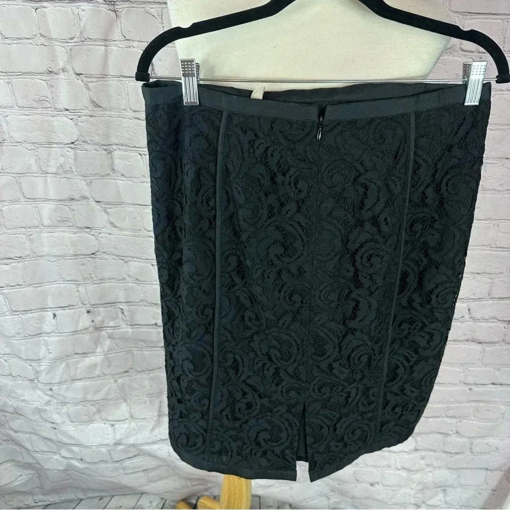 banana republic black lace overlay pencil skirt size 10